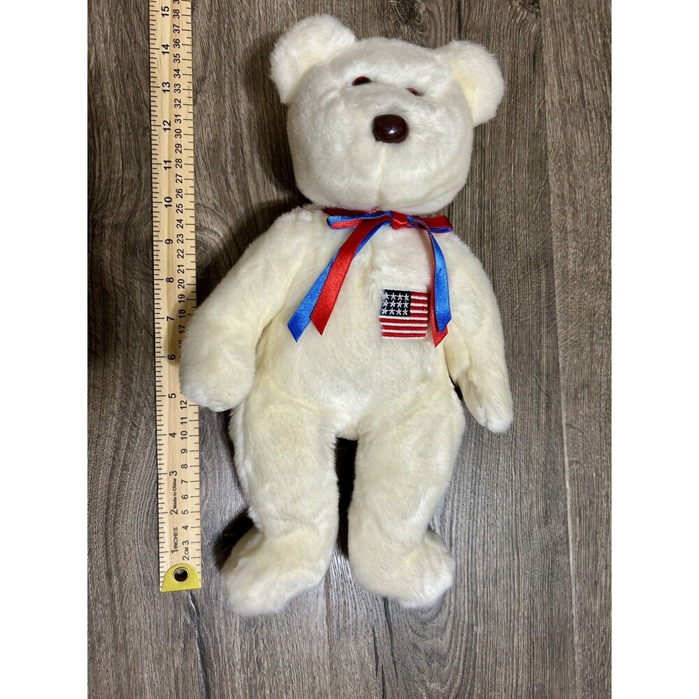 Ty Beanie Baby 1996 Liberty The Bear Plush Collectible 9"